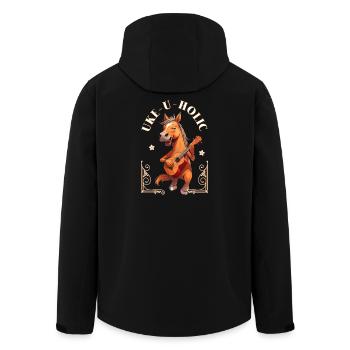 Uke-u-holic Horse - Men’s Recycled Softshell Jacket by Stanley/Stella - black - Back - AI Model Male 185 light (185cm)