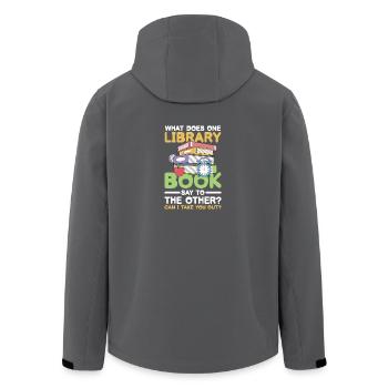 What does one library book say to the other - Recycelte Männer Softshell-Jacke von Stanley/Stella - Schwarz - Hinten - AI Model Male 185 light (185cm)