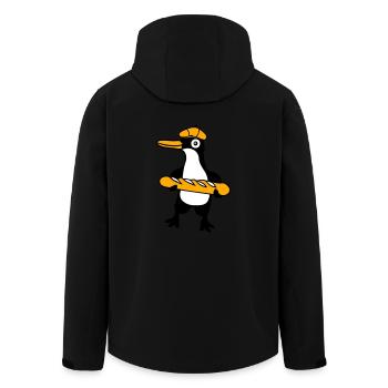 Pinguin Französisch Baguette Paris Frankreich Süß - Recycelte Männer Softshell-Jacke von Stanley/Stella - Schwarz - Hinten - AI Model Male 185 light (185cm)