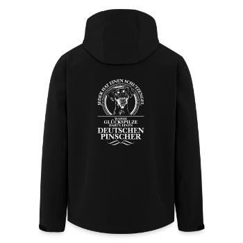 DEUTSCHER PINSCHER Schutzengel Spruch WILSIGNS - Recycelte Männer Softshell-Jacke von Stanley/Stella - Schwarz - Hinten - AI Model Male 185 light (185cm)
