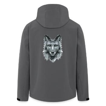 Dog - Men’s Recycled Softshell Jacket by Stanley/Stella - anthracite - Back - AI Model Male 185 light (185cm)
