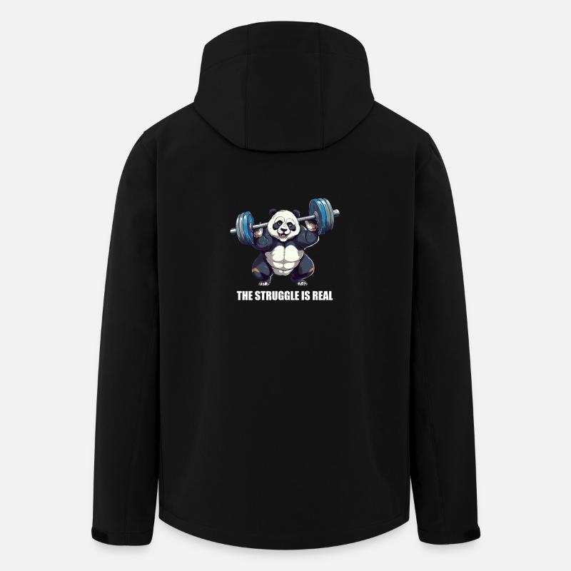 Panda Hantel Workout the struggle is real - Recycelte Männer Softshell-Jacke von Stanley/Stella - Schwarz