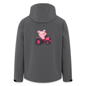 Schwein am Steuer: Bauernhof Abenteuer - Recycelte Männer Softshell-Jacke von Stanley/Stella - Schwarz - Hinten - AI Model Male 185 light (185cm)