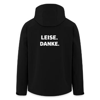 LEISE. DANKE. – Minimalistisches Statement Shirt - Recycelte Männer Softshell-Jacke von Stanley/Stella - Schwarz - Hinten - AI Model Male 185 light (185cm)