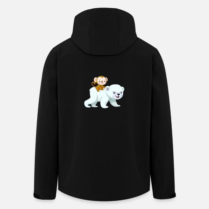 Chimpanzee rides polar bear, adventurous - Men’s Recycled Softshell Jacket by Stanley/Stella - black