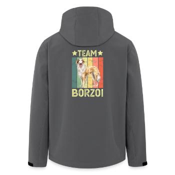 Chien Borzoi - Veste softshell homme en polyester recyclé Stanley/Stella - charbon - Dos - AI Model Male 185 light (185cm)