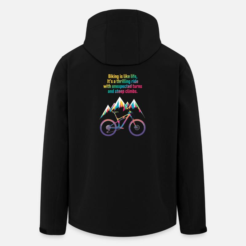 Lebendiges Mountainbike-Zitat-Design - Recycelte Männer Softshell-Jacke von Stanley/Stella - Schwarz