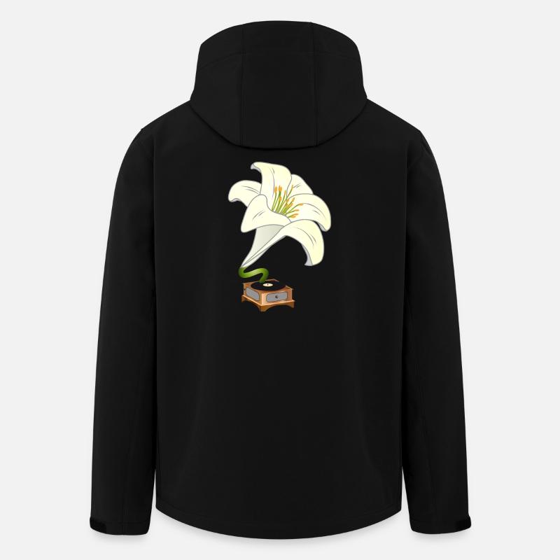 Lilie als Grammophon – Nostalgisches Blumendesign - Recycelte Männer Softshell-Jacke von Stanley/Stella - Schwarz