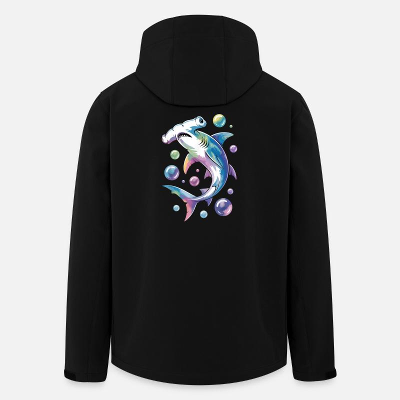 Vibrant Shark with Bubble Accents - Men’s Recycled Softshell Jacket by Stanley/Stella - black