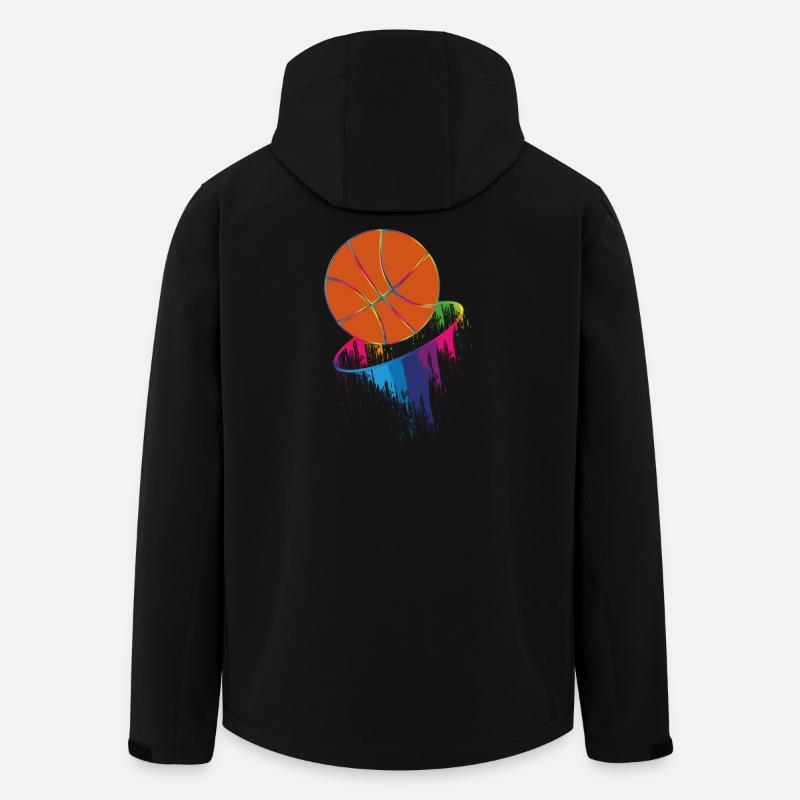 Basketball im bunten Regenbogenkorb - Recycelte Männer Softshell-Jacke von Stanley/Stella - Schwarz