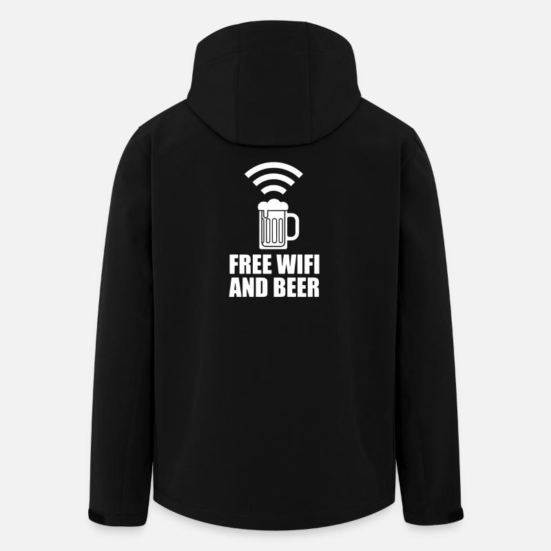 Free Wi-Fi and beer logo - Men’s Recycled Softshell Jacket by Stanley/Stella - black