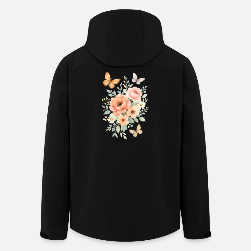 Wasserfarben Blütenzauber mit Schmetterlingen - Recycelte Männer Softshell-Jacke von Stanley/Stella - Schwarz