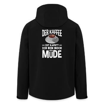 Der Kaffee ist kaputt – Müde Schlafen - Recycelte Männer Softshell-Jacke von Stanley/Stella - Schwarz - Hinten - AI Model Male 185 light (185cm)
