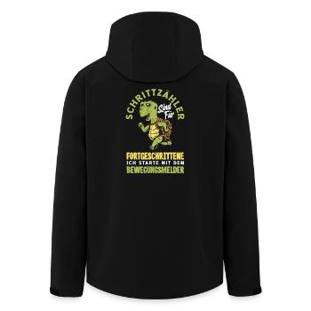 Pedometer? I use the motion detector - Men’s Recycled Softshell Jacket by Stanley/Stella - black - Back - AI Model Male 185 light (185cm)