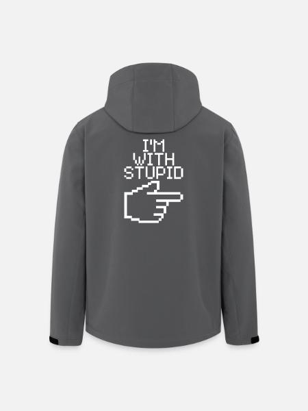Jeg er sammen med Stupid – Lustiger IT Spruch - Stanley/Stella herre softshelljakke i genanvendt polyester - sort