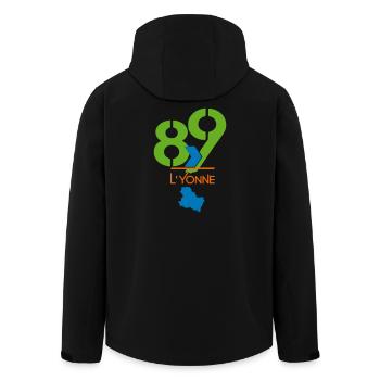 Logo 89 L'Yonne  - Veste softshell homme en polyester recyclé Stanley/Stella - noir - Dos - AI Model Male 185 light (185cm)