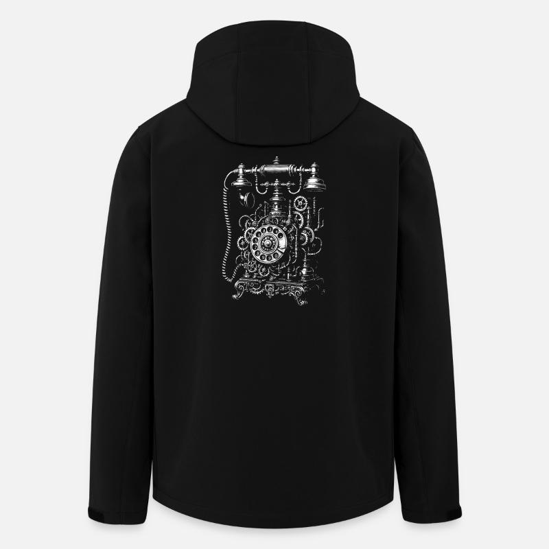 Téléphone à numérotation steampunk - Veste softshell homme en polyester recyclé Stanley/Stella - noir