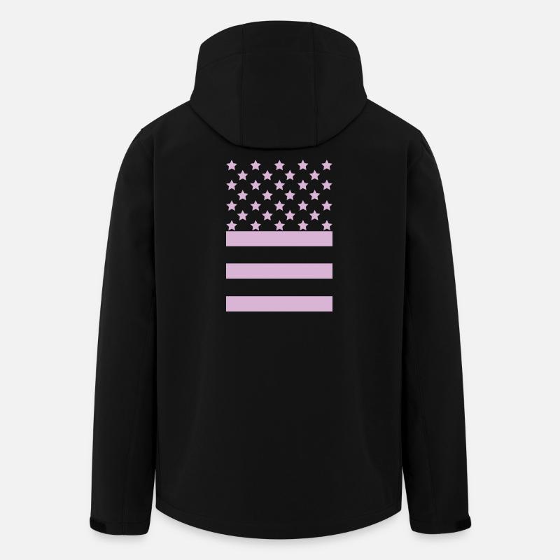 Drapeau Rose – Design Stars & Stripes - Veste softshell homme en polyester recyclé Stanley/Stella - noir