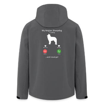 Le chien de berger belge appelle le chien d’art de l’écran du téléphone - Veste softshell homme en polyester recyclé Stanley/Stella - charbon - Dos - AI Model Male 185 light (185cm)
