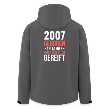 2007 Born – 19 years matured to perfection - Men’s Recycled Softshell Jacket by Stanley/Stella - anthracite - Back - AI Model Male 185 light (185cm)