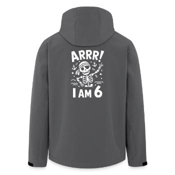 Arrr : Je suis 6 enfants d’anniversaire squelettes pirates - Veste softshell homme en polyester recyclé Stanley/Stella - noir - Dos - AI Model Male 185 light (185cm)