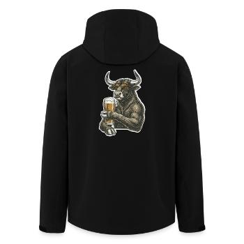 Cool bull with beer - Men’s Recycled Softshell Jacket by Stanley/Stella - black - Back - AI Model Male 185 light (185cm)