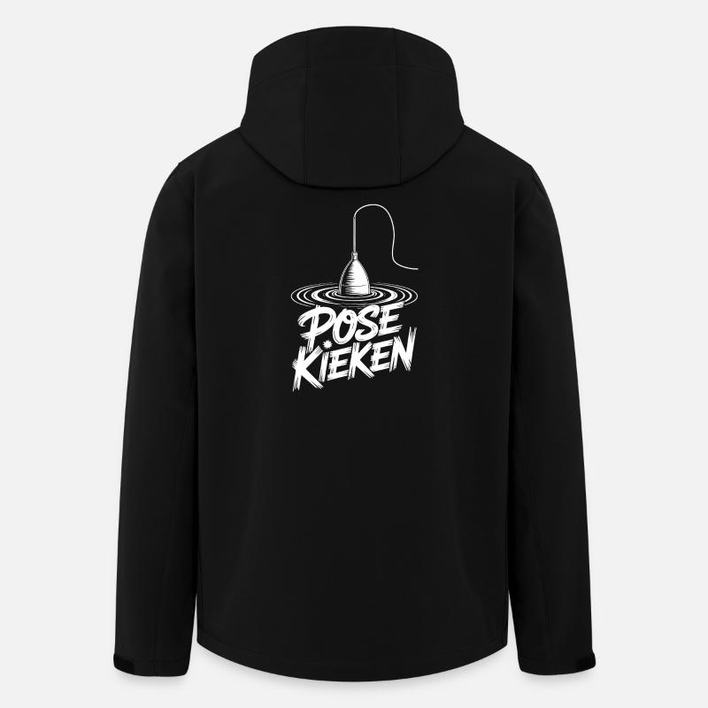 Pêche, Dicton, Pose - Veste softshell homme en polyester recyclé Stanley/Stella - noir