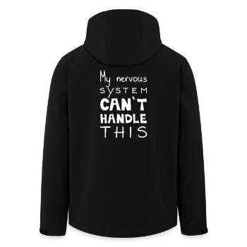 My Nervous System Can't Handle This, White - Men’s Recycled Softshell Jacket by Stanley/Stella - black - Back - AI Model Male 185 light (185cm)