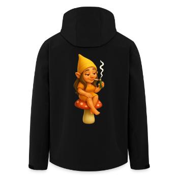 Kiffende Zwergin auf Pilz sitzend - Cannabis/Weed - Recycelte Männer Softshell-Jacke von Stanley/Stella - Schwarz - Hinten - AI Model Male 185 light (185cm)