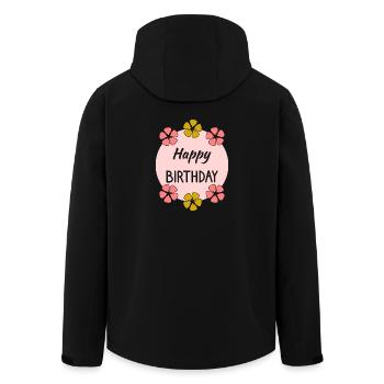 JAHRESTAG. ALLES GUTE ZUM GEBURTSTAG!. ALLES GUTE ZUM GEBURTSTAG!. - Recycelte Männer Softshell-Jacke von Stanley/Stella - Schwarz - Hinten - AI Model Male 185 light (185cm)