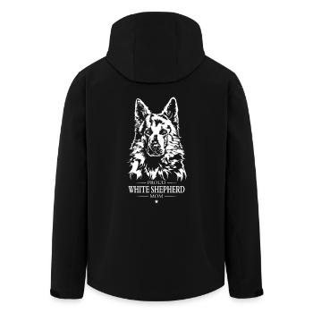 White Shepherd Mom Weißer Schäferhund Wilsigns - Men’s Recycled Softshell Jacket by Stanley/Stella - black - Back - AI Model Male 185 light (185cm)