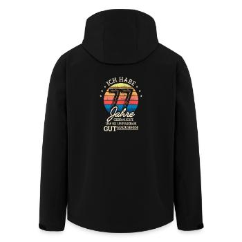77. Geburtstag Geschenk Habe 77 Jahre Gebraucht - Recycelte Männer Softshell-Jacke von Stanley/Stella - Schwarz - Hinten - AI Model Male 185 light (185cm)