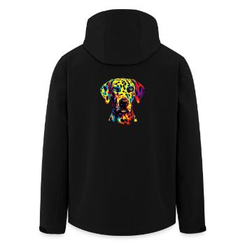 Dalmatiner Hunde Bunte Farben Pop Art Regenbogen - Recycelte Männer Softshell-Jacke von Stanley/Stella - Schwarz - Hinten - AI Model Male 185 light (185cm)