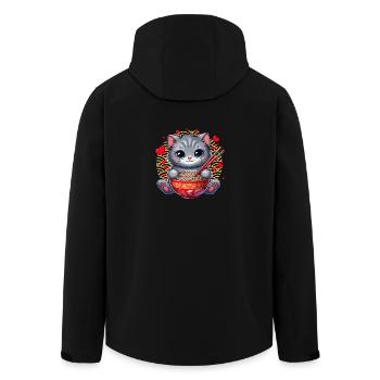 Saint-Valentin Chaton Asie Nouilles Mignon Coeur - Veste softshell homme en polyester recyclé Stanley/Stella - noir - Dos - AI Model Male 185 light (185cm)