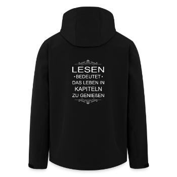 Buch, Bücher, Bücherwurm, lesen, Leseratte - Recycelte Männer Softshell-Jacke von Stanley/Stella - Schwarz - Hinten - AI Model Male 185 light (185cm)
