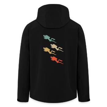 Retro Vintage Design Tauchen Taucher Schwimmer - Recycelte Männer Softshell-Jacke von Stanley/Stella - Schwarz - Hinten - AI Model Male 185 light (185cm)