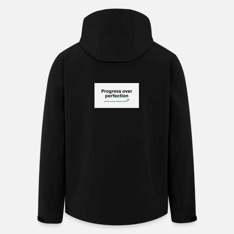 Typography_design_text_progress_over_perfectio - Veste softshell homme en polyester recyclé Stanley/Stella - noir