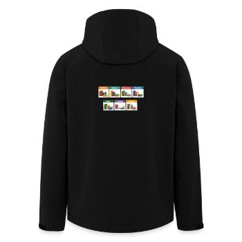 Wochentage Bücher Regaldesign - Recycelte Männer Softshell-Jacke von Stanley/Stella - Schwarz - Hinten - AI Model Male 185 light (185cm)