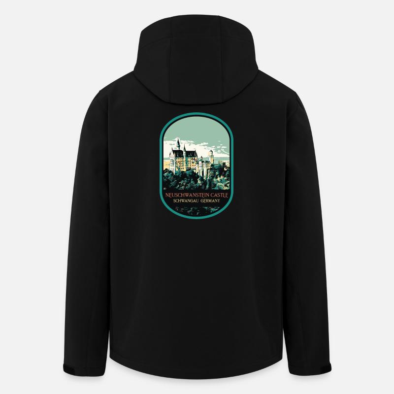 Silhouette du château de Neuschwanstein - Veste softshell homme en polyester recyclé Stanley/Stella - noir