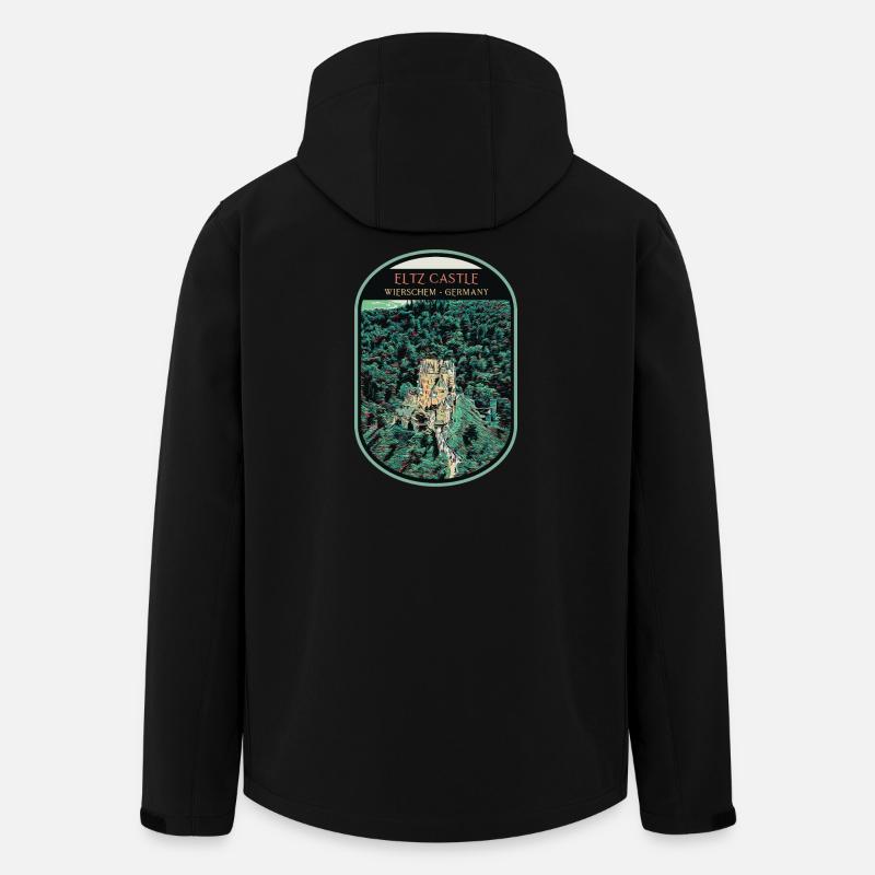 Illustration Schloss Eltz, Moseltal - Recycelte Männer Softshell-Jacke von Stanley/Stella - Schwarz