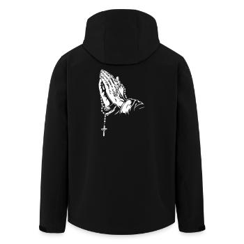 Betende Hände mit Rosenkranzkunstwerk - Recycelte Männer Softshell-Jacke von Stanley/Stella - Schwarz - Hinten - AI Model Male 185 light (185cm)