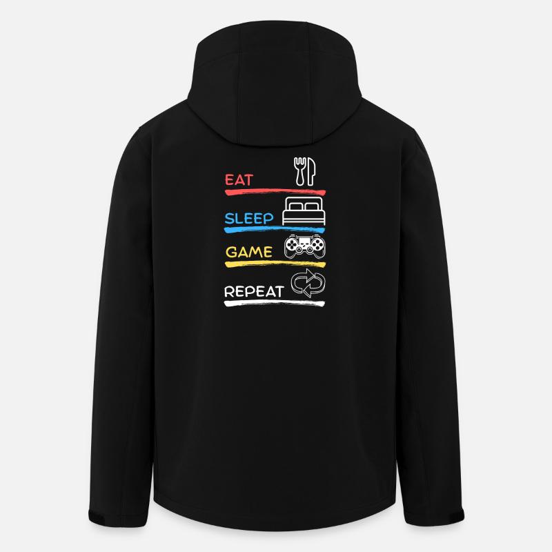 Eat Sleep Game Repeat - Recycelte Männer Softshell-Jacke von Stanley/Stella - Schwarz