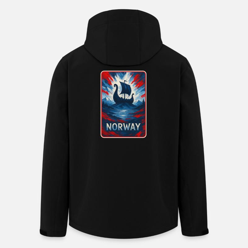 Norvège Paysage Drapeaux Design - Veste softshell homme en polyester recyclé Stanley/Stella - noir