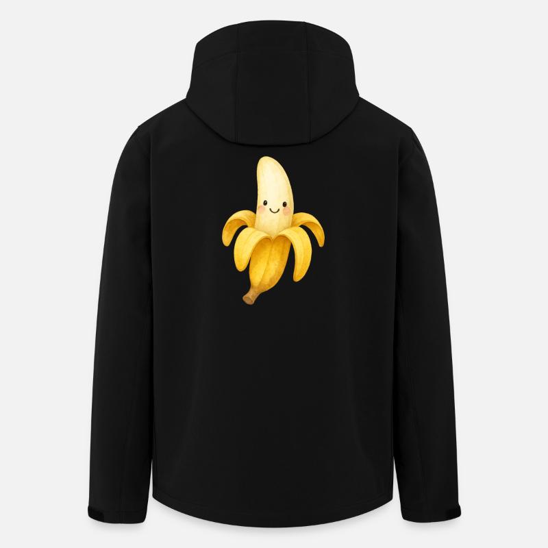 Cheerful Banana Face Illustration Kids Fruit - Men’s Recycled Softshell Jacket by Stanley/Stella - black