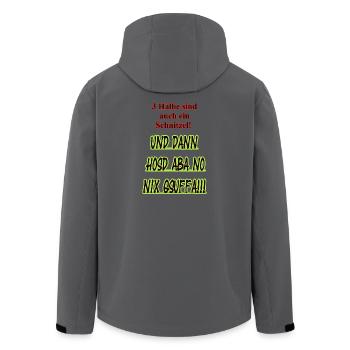 Half Schnitzel Saying Shirt - Men’s Recycled Softshell Jacket by Stanley/Stella - black - Back - AI Model Male 185 light (185cm)