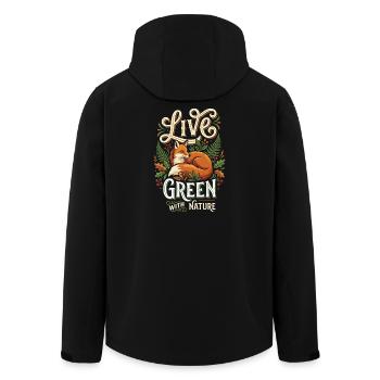 Live Green with Nature – Fox in the Forest - Men’s Recycled Softshell Jacket by Stanley/Stella - black - Back - AI Model Male 185 light (185cm)