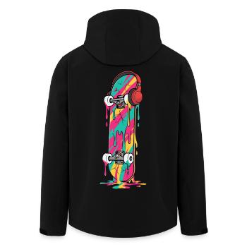 Skateboard Streetwear Aesthetic - Men’s Recycled Softshell Jacket by Stanley/Stella - black - Back - AI Model Male 185 light (185cm)
