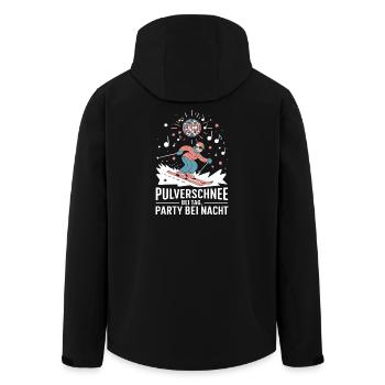  Pulverschnee Bei Tag Party Bei Nacht Skifahren - Recycelte Männer Softshell-Jacke von Stanley/Stella - Schwarz - Hinten - AI Model Male 185 light (185cm)