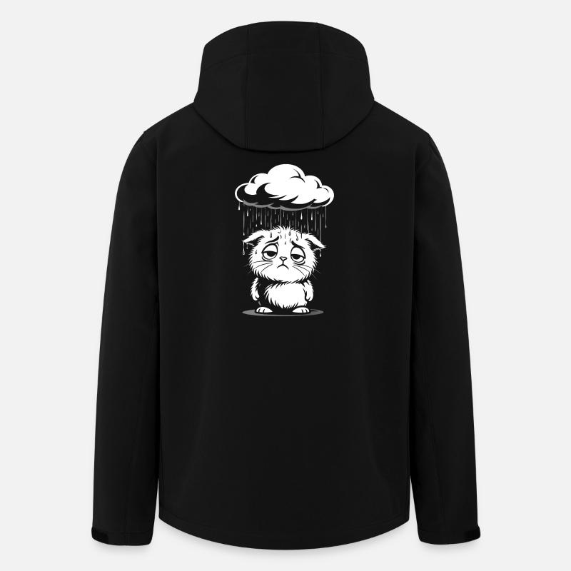 Sad Cat - Retro Comic Kitten - Men’s Recycled Softshell Jacket by Stanley/Stella - black
