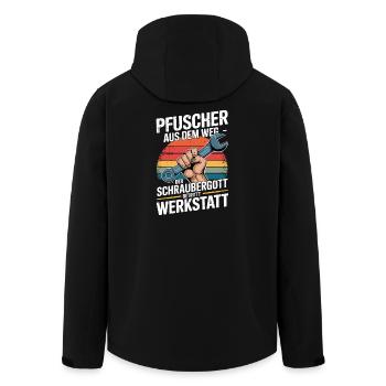  Pfuscher Aus Dem Weg Der Schraubergott Betritt - Recycelte Männer Softshell-Jacke von Stanley/Stella - Schwarz - Hinten - AI Model Male 185 light (185cm)